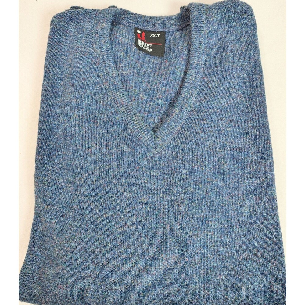 Vintage Robert Bruce Mens XXLT Blue Wool Crewneck Sweater Made USA Pullover